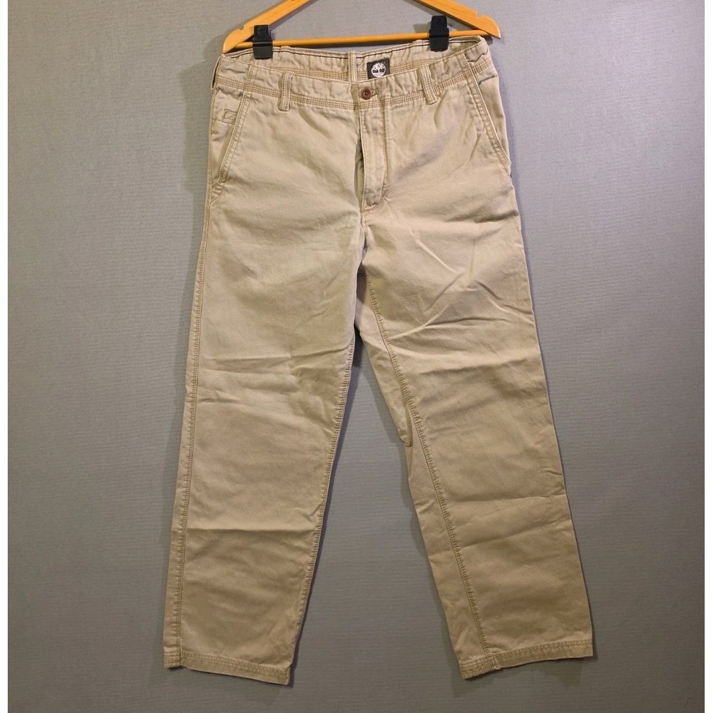 Timberland Mens Chino Pants 34x32 Tan Khaki 100% Cotton Straight Leg Workwear